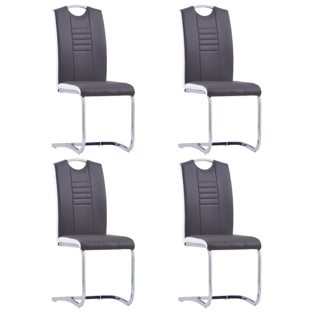 Petromila vidaXL Jedálenské stoličky, perová kostra 4 ks, sivé, umelá koža